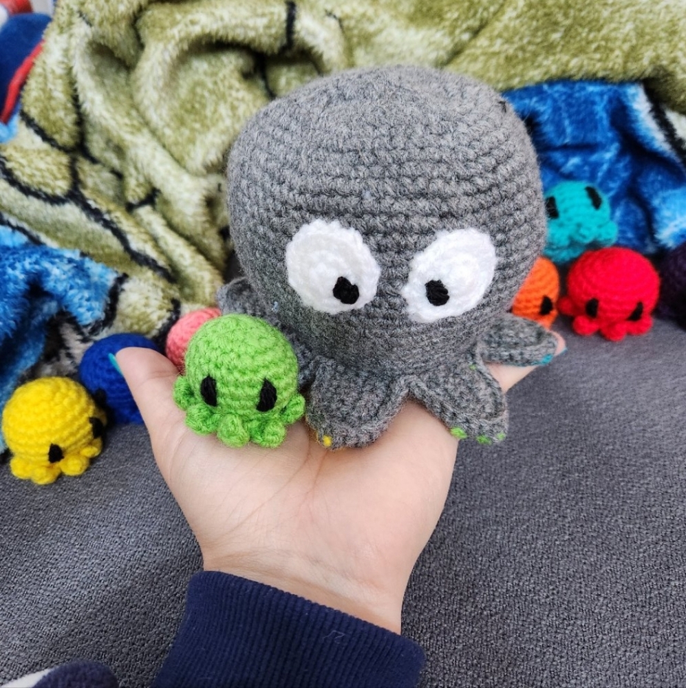 Handmade Gray Octopus Plush Toy